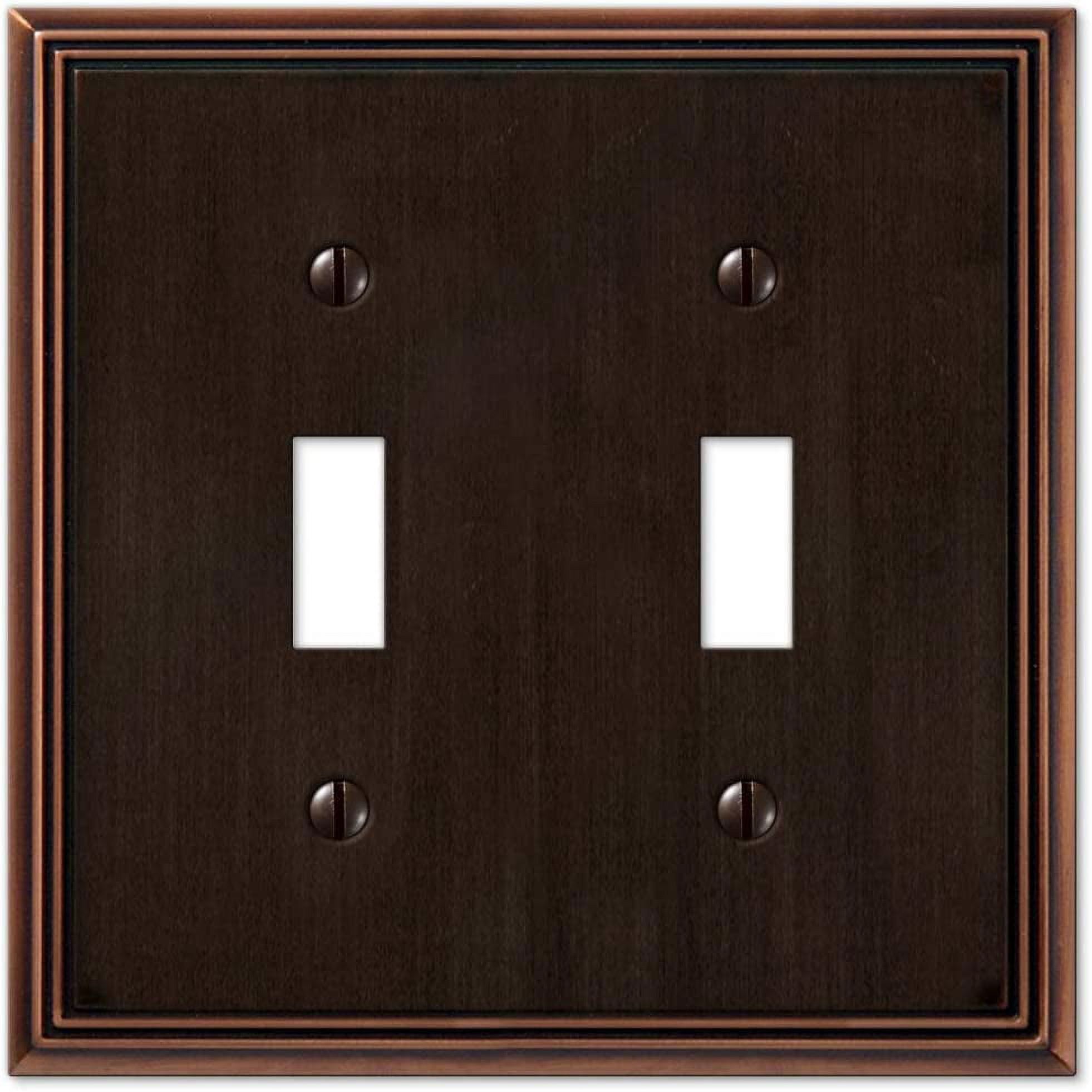 Aged Bronze 2-Gang Die-Cast Metal Toggle Wall Plate