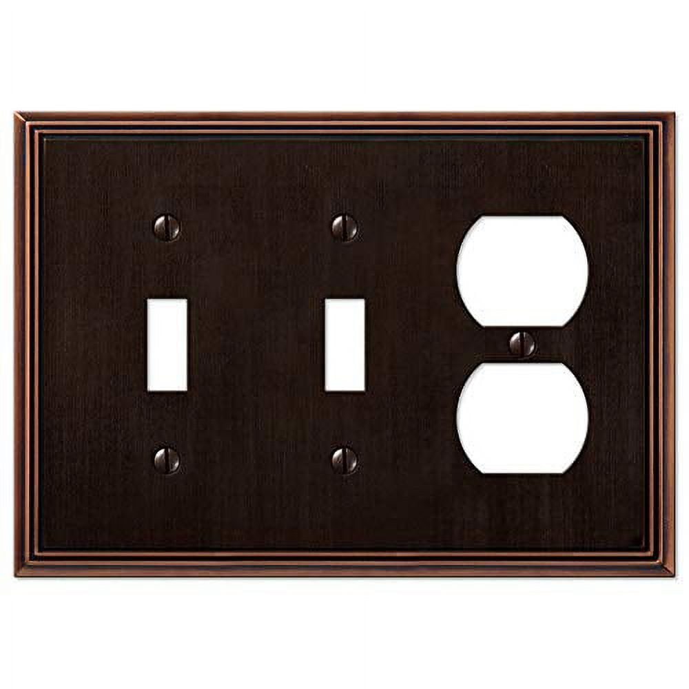 Aged Bronze 2 Toggle 1 Duplex Metal Wall Plate