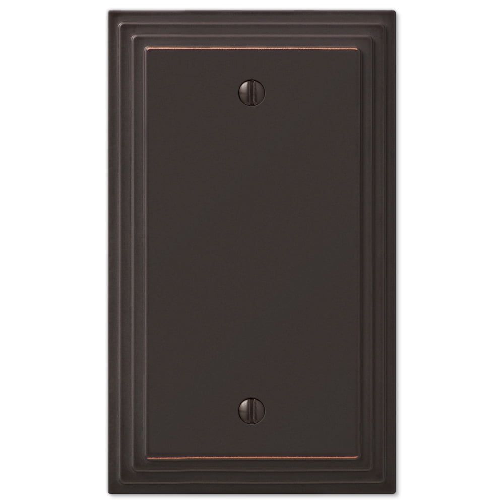 Aged Bronze Rectangular Metal 1-Gang Blank Wall Plate