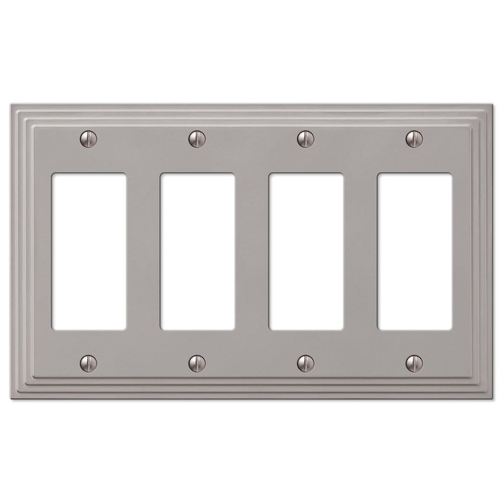 Satin Nickel Quadruple Rocker Cast Metal Wall Plate