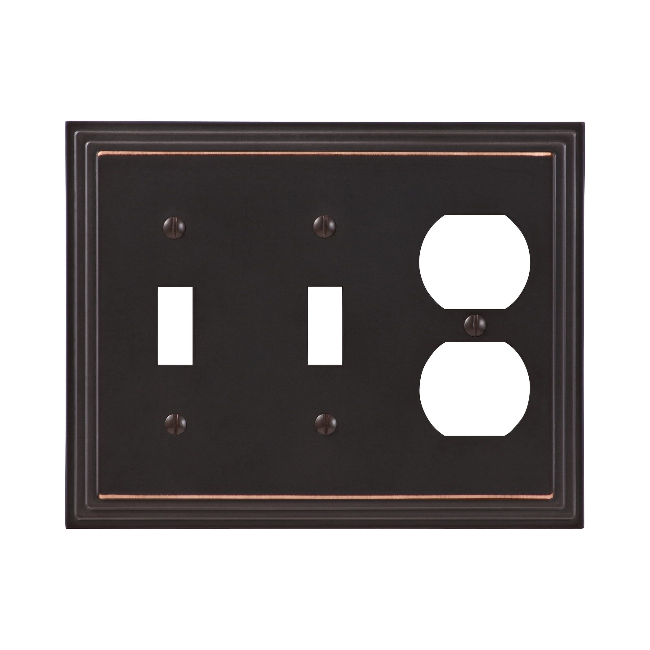 Aged Bronze 3-Gang Metal Wall Plate with Steps Design