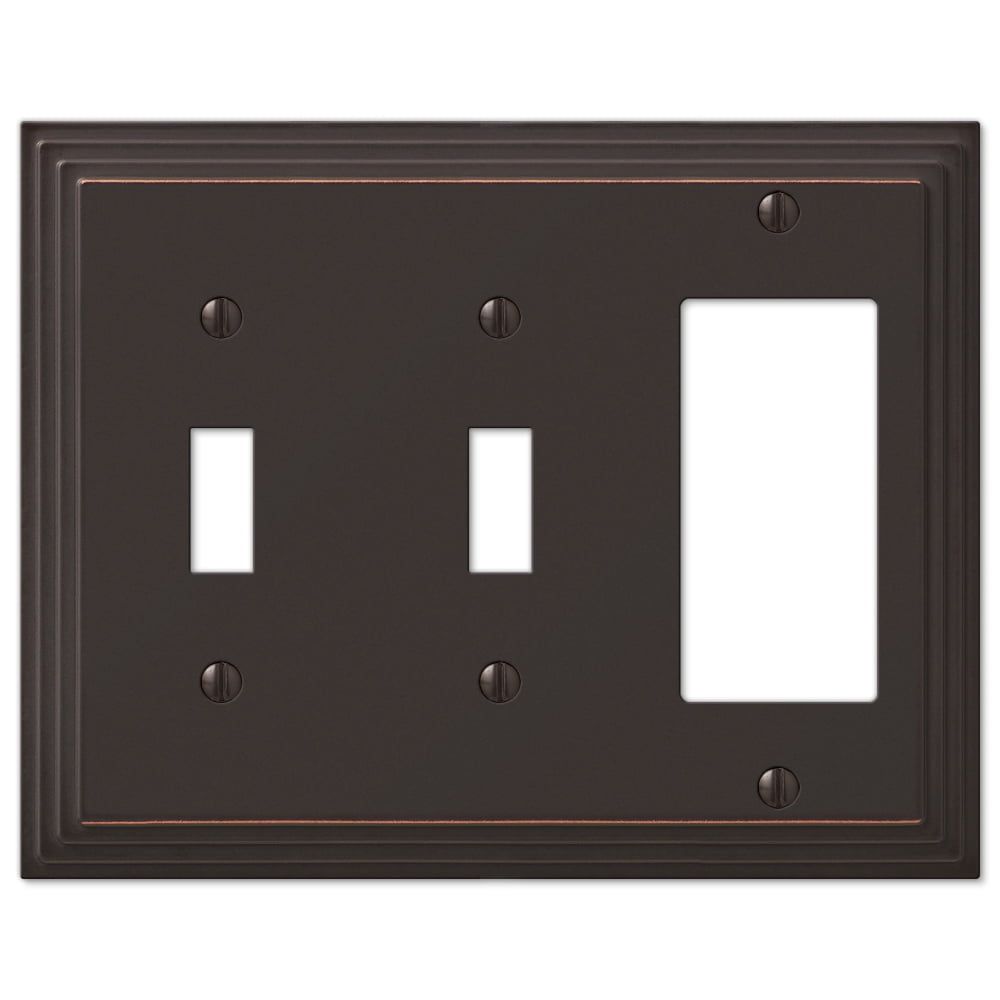 Aged Bronze 2 Toggle 1 Rocker Metal Wall Plate