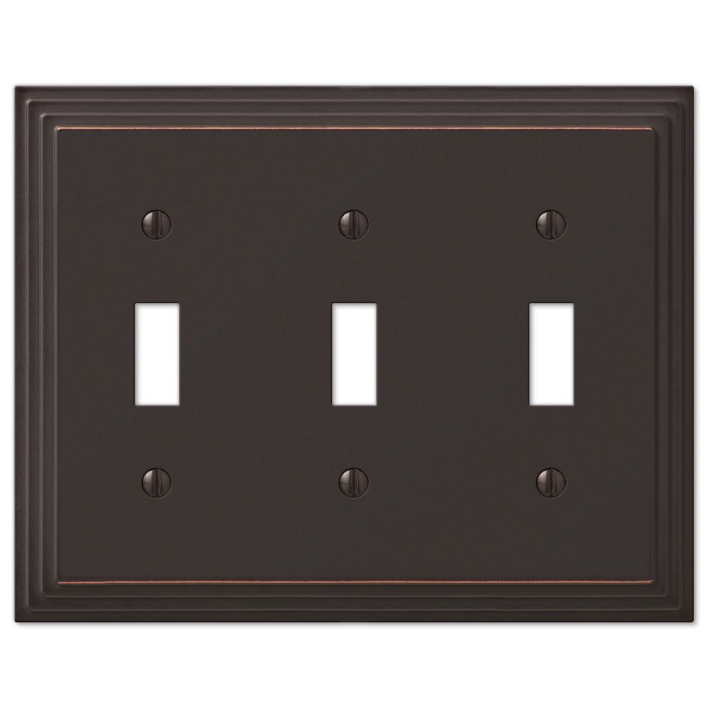 Aged Bronze Triple Toggle Cast Metal Wallplate