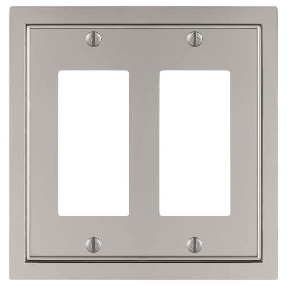 Satin Nickel Double Rocker 2-Gang Metal Wall Plate