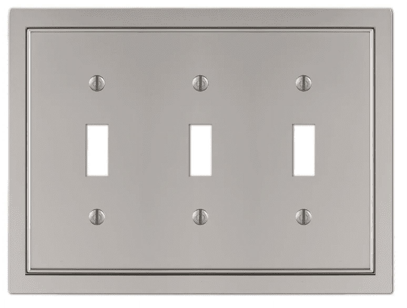 Satin Nickel Triple Toggle Metal Wall Plate