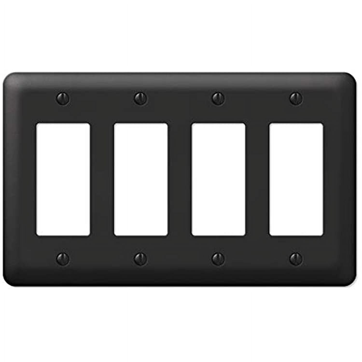 Black Steel 4-Gang Rocker Wall Plate