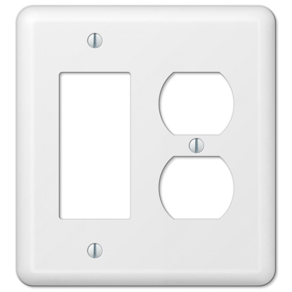 White 2-Gang Metal Wall Plate for Rocker and Duplex