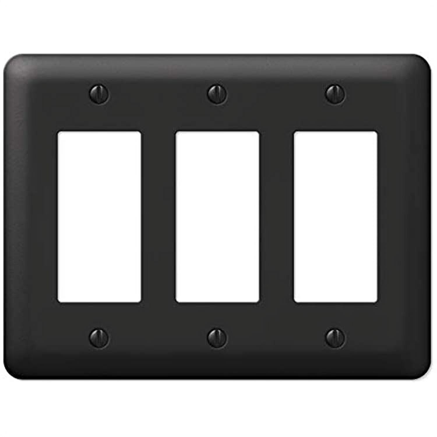 Black Metal 3-Gang Decorator Rocker Wall Plate