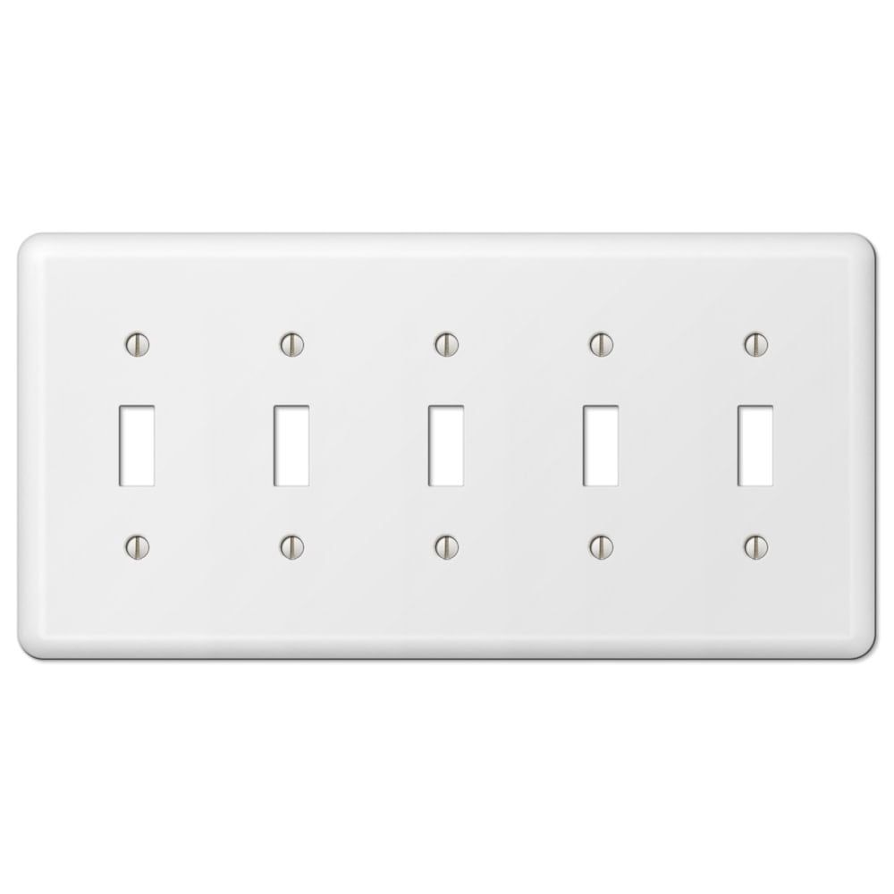 White Steel 5 Toggle Wall Plate Cover