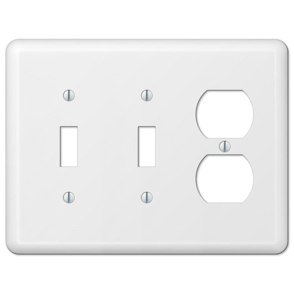 White Steel 3-Gang 2-Toggle 1-Duplex Wall Plate