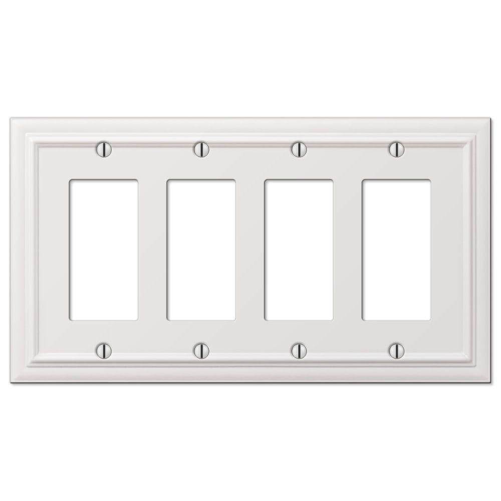 White Cast Metal 4-Gang Rocker Wall Plate