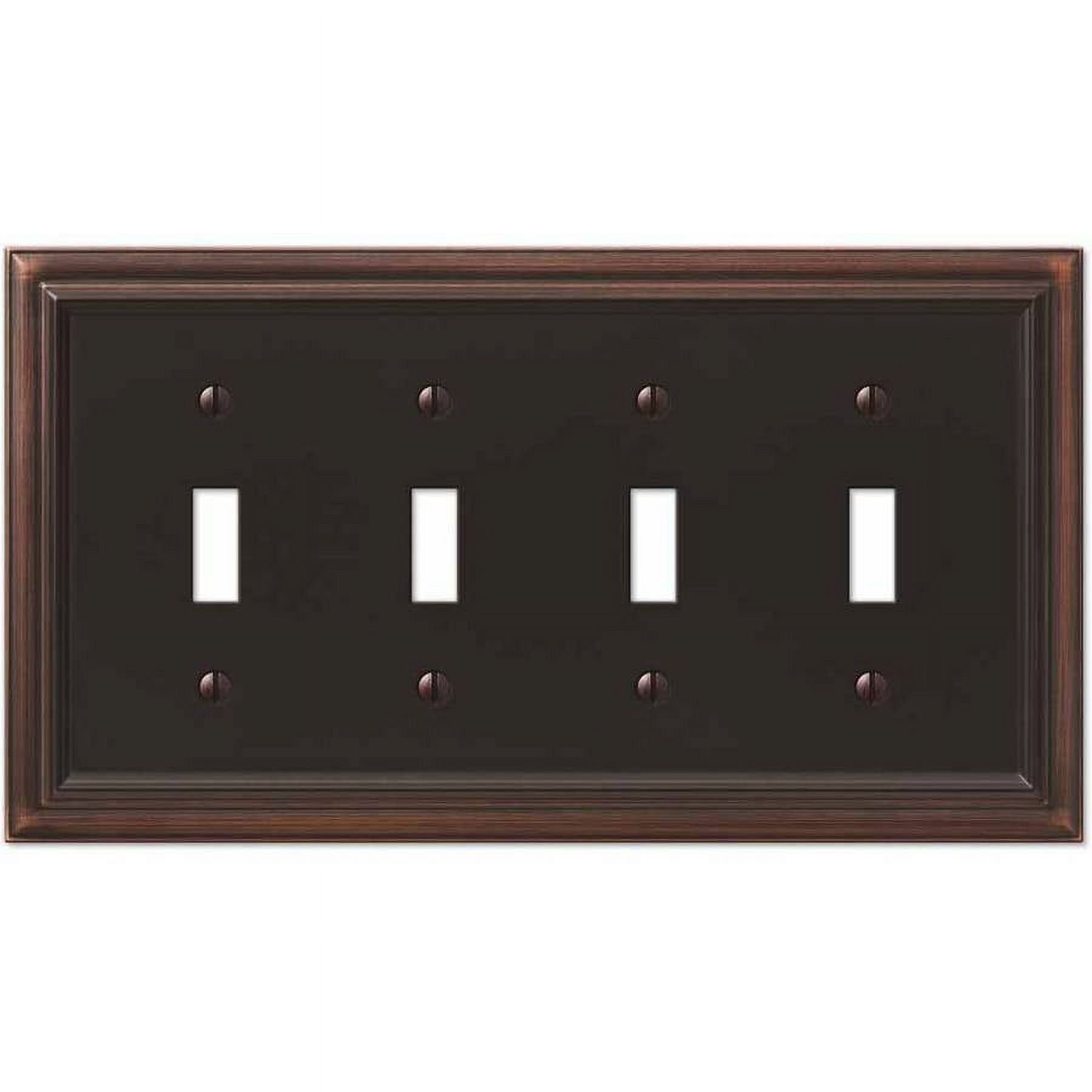 Aged Bronze Quad Toggle Cast Metal Wall Plate