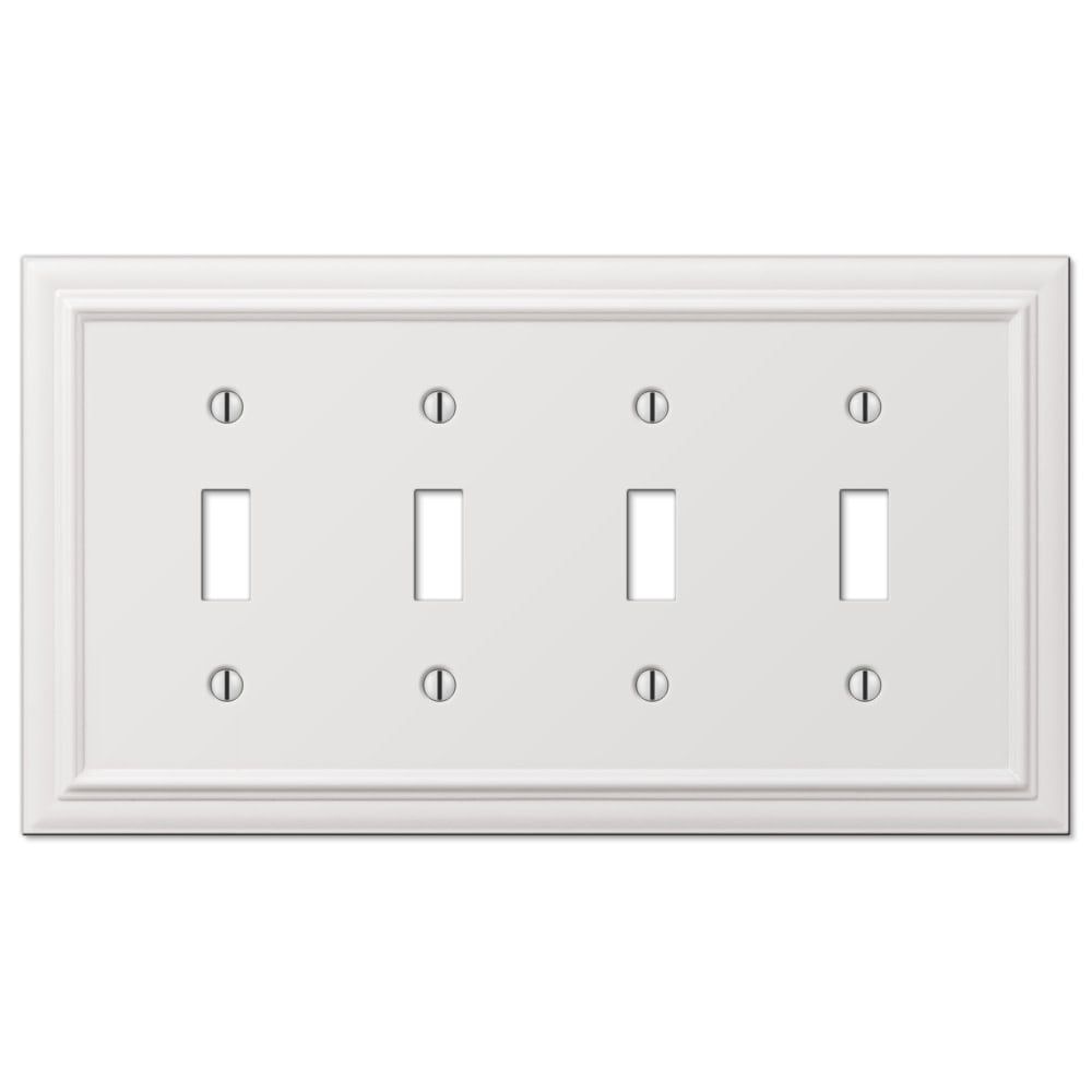 White Cast Metal Quad Toggle Wall Plate