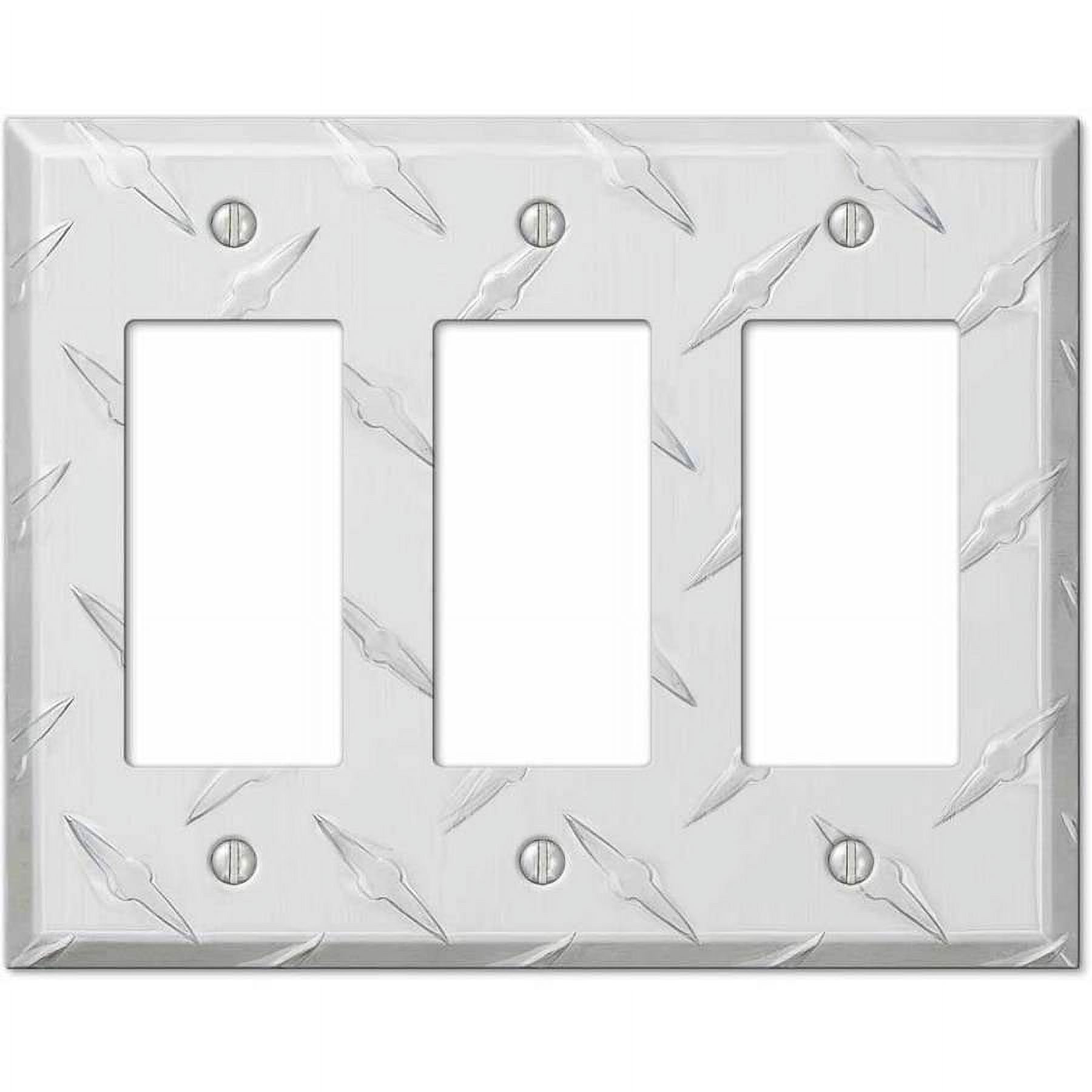 Silver Aluminum Diamond Plate Triple Rocker Wallplate