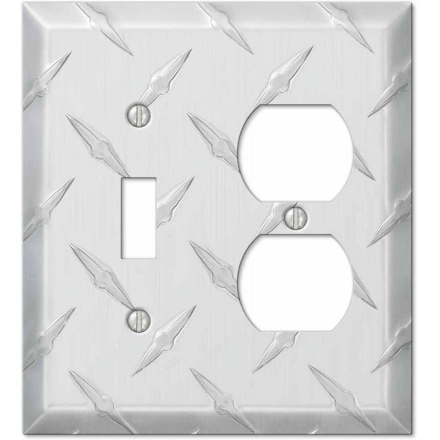 Silver Diamond Plate Aluminum Single Toggle and Duplex Wallplate