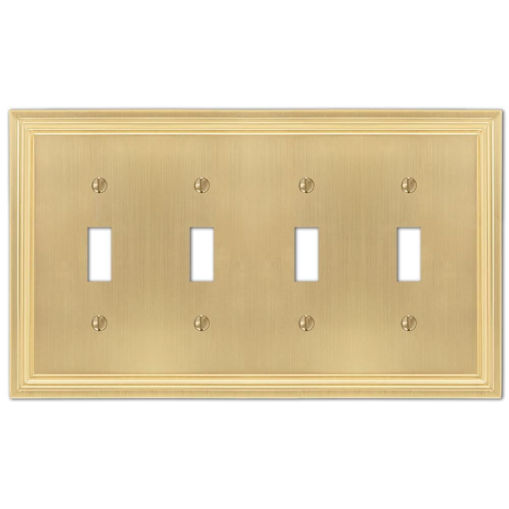 Satin Brass 4 Toggle Cast Metal Wallplate