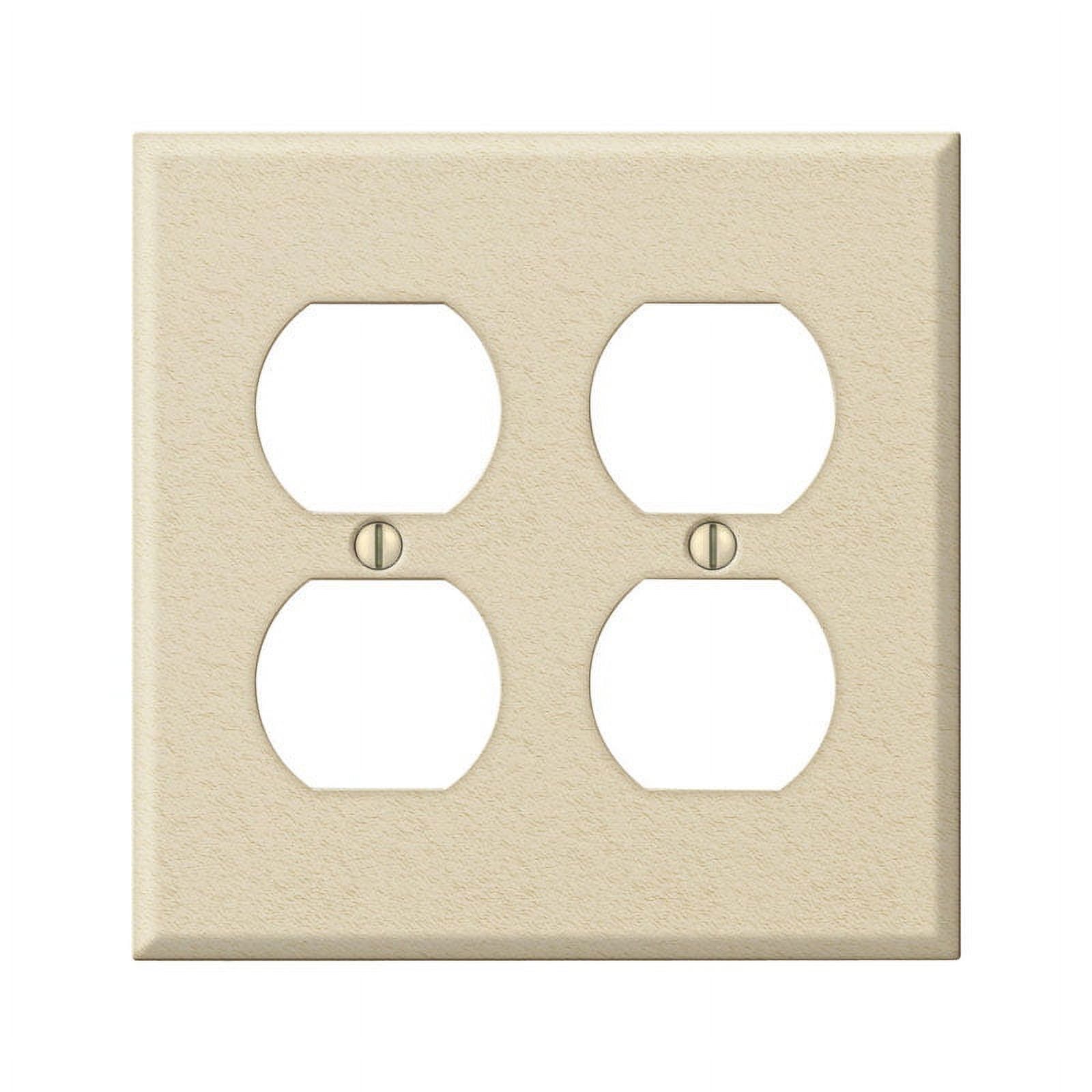 Ivory Wrinkle 2-Gang Stamped Steel Duplex Wall Plate