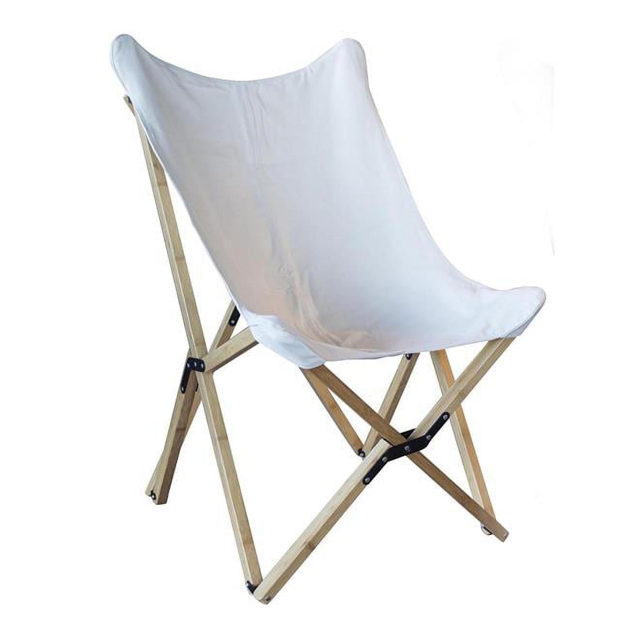 Modern White Canvas & Bamboo Foldable Butterfly Chair