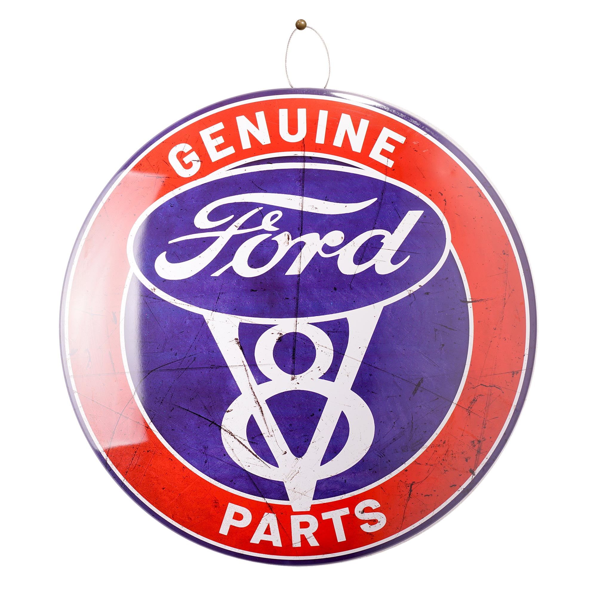 Vintage Red and Blue Metal Ford Garage Sign