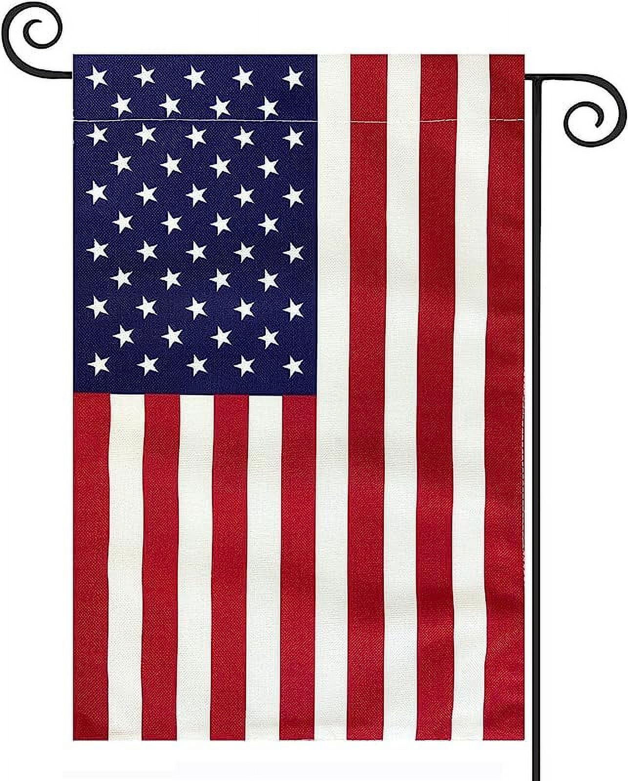 Patriotic American Flag Burlap Garden Banner 12 x 18 Inches