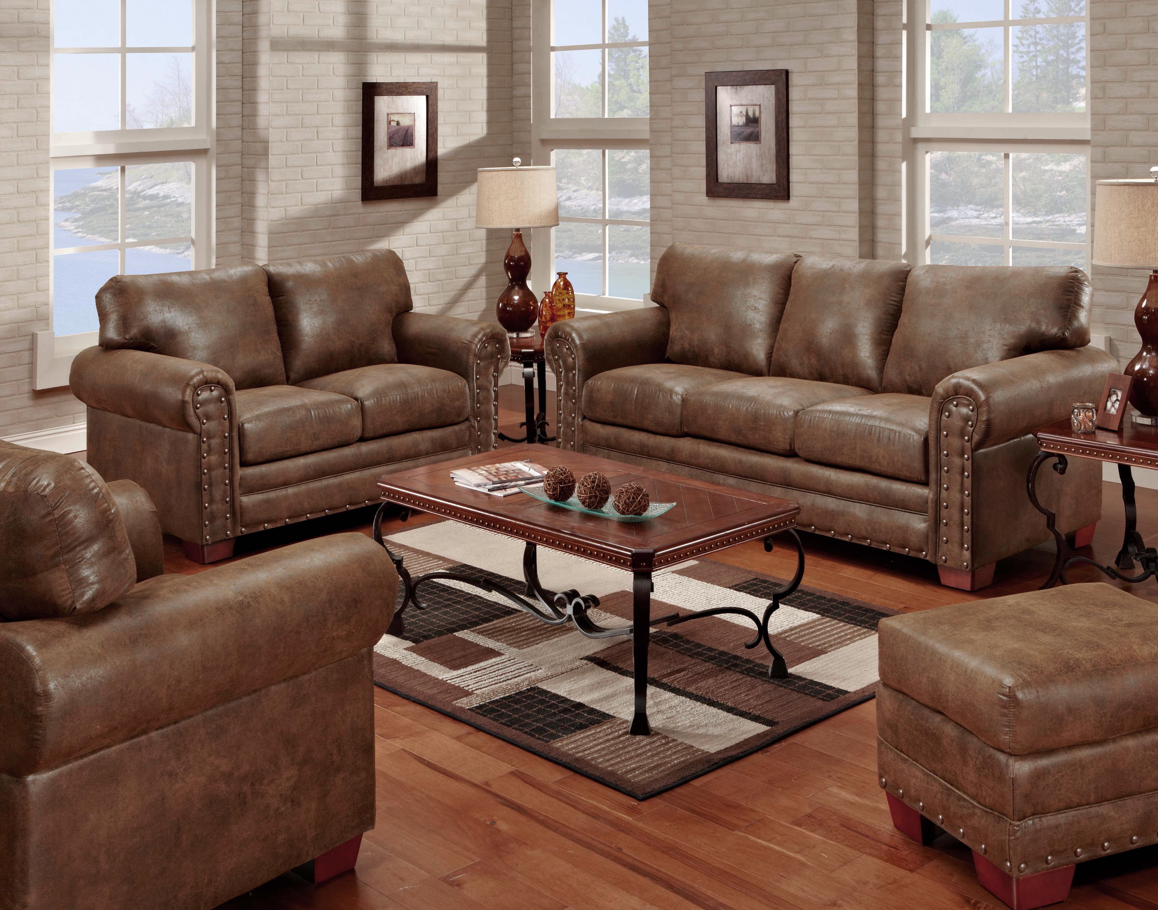 Buckskin Brown Oak 4-Piece Sleeper Sofa Set