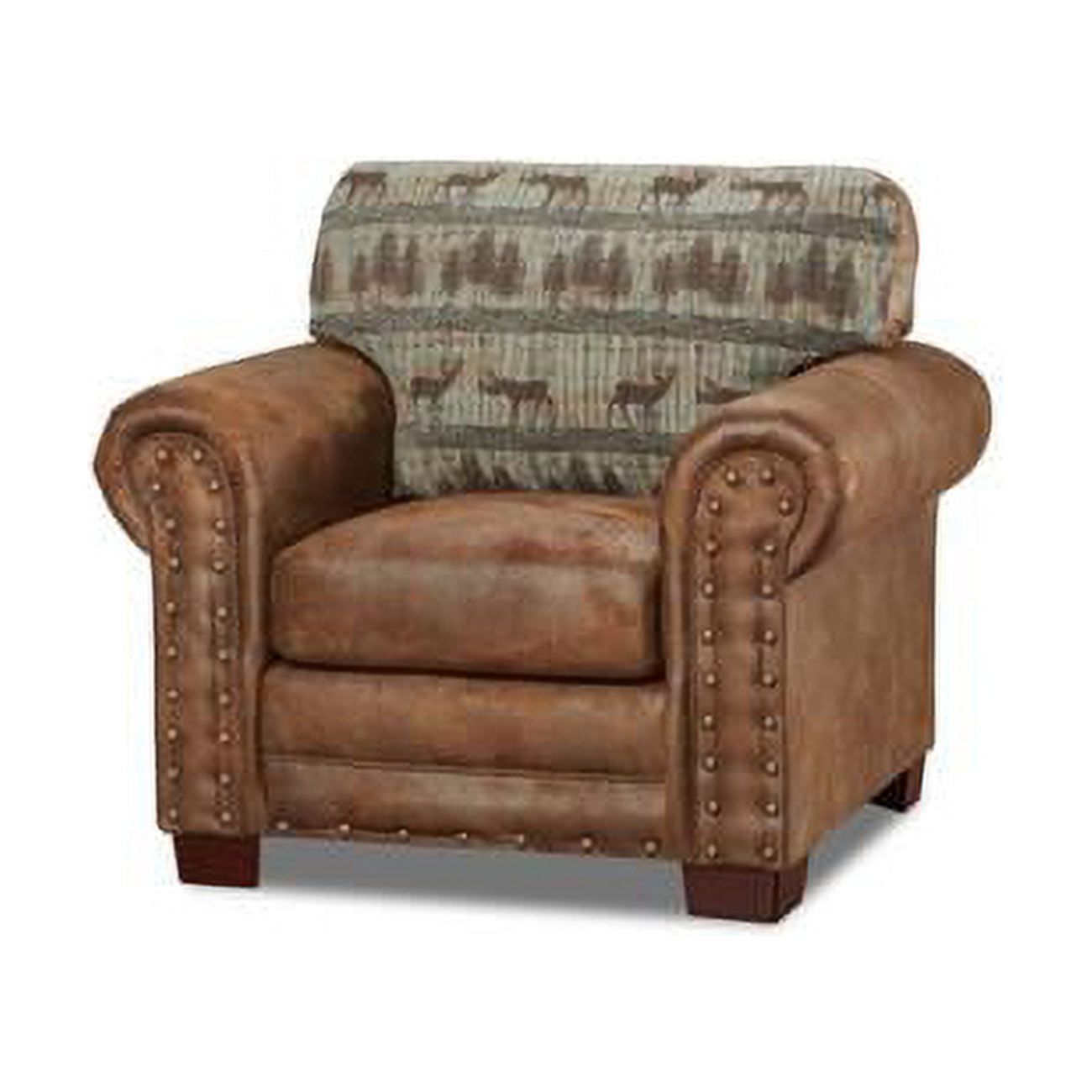 Rustic Lodge Deer Tapestry & Brown Microfiber Accent Chair Set