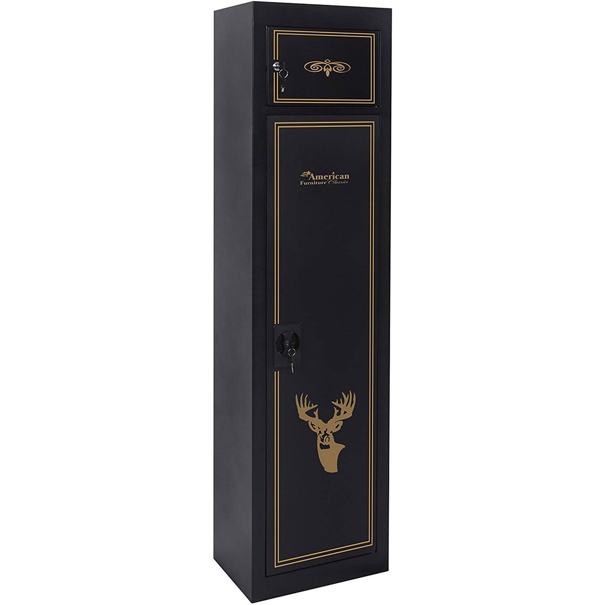 Black Metal 5-Rifle Gun Safe with Deer Decal