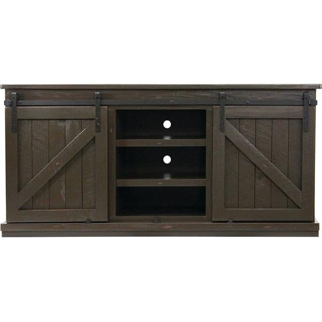 Rustic Chocolate Mousse Solid Wood TV Stand with Barn Doors