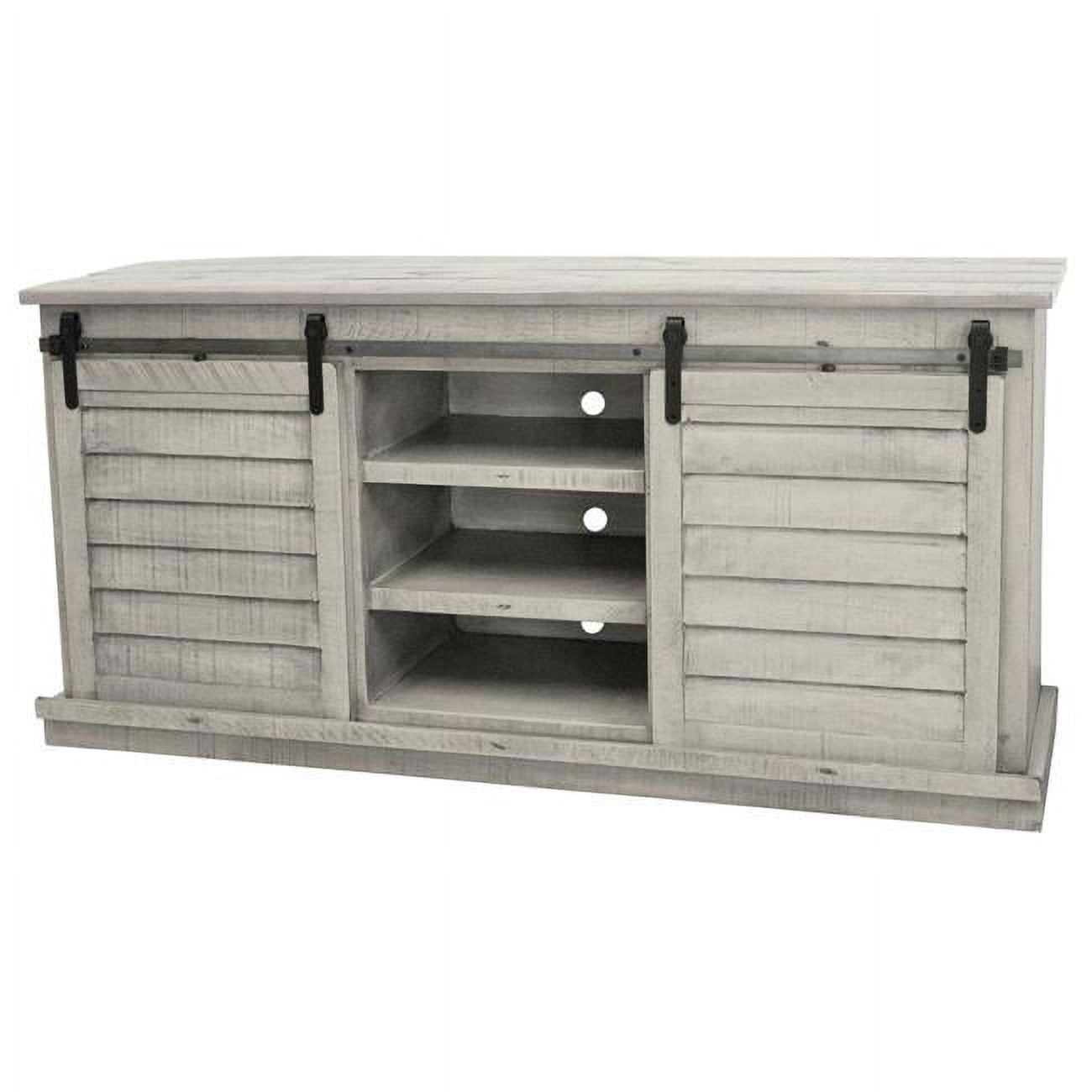 Rustic White Solid Wood Shutter TV Stand with Cabinet