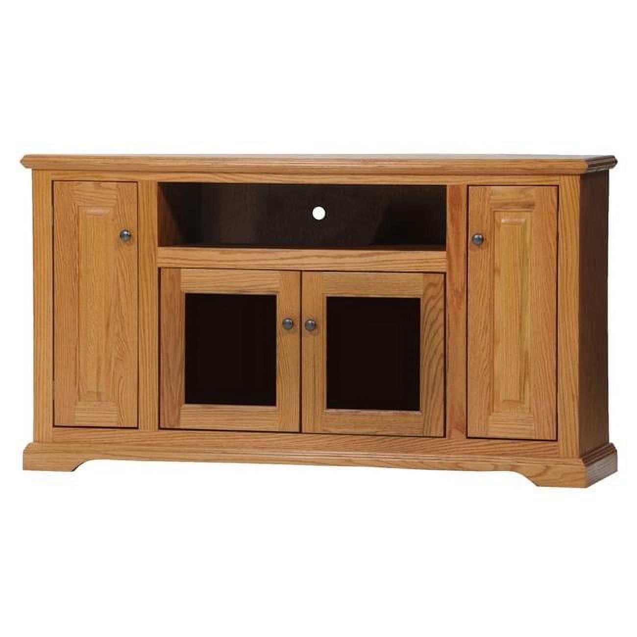 Light Oak 60" Entertainment Console with Cabinets and Shelves