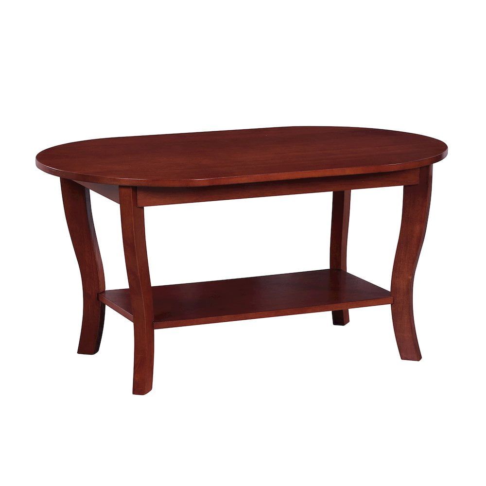 American Heritage Mahogany Wood Oval Coffee Table with Shelf