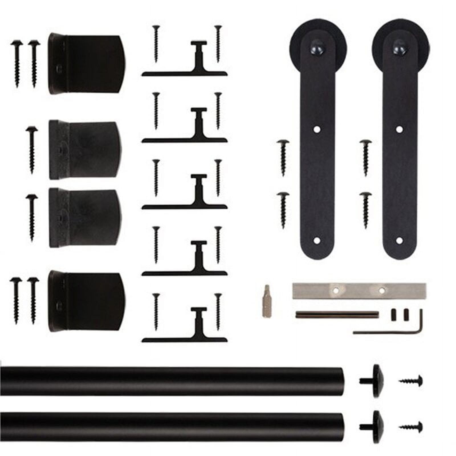 Black Aluminum Barn Door Hardware Kit with Quiet Glide