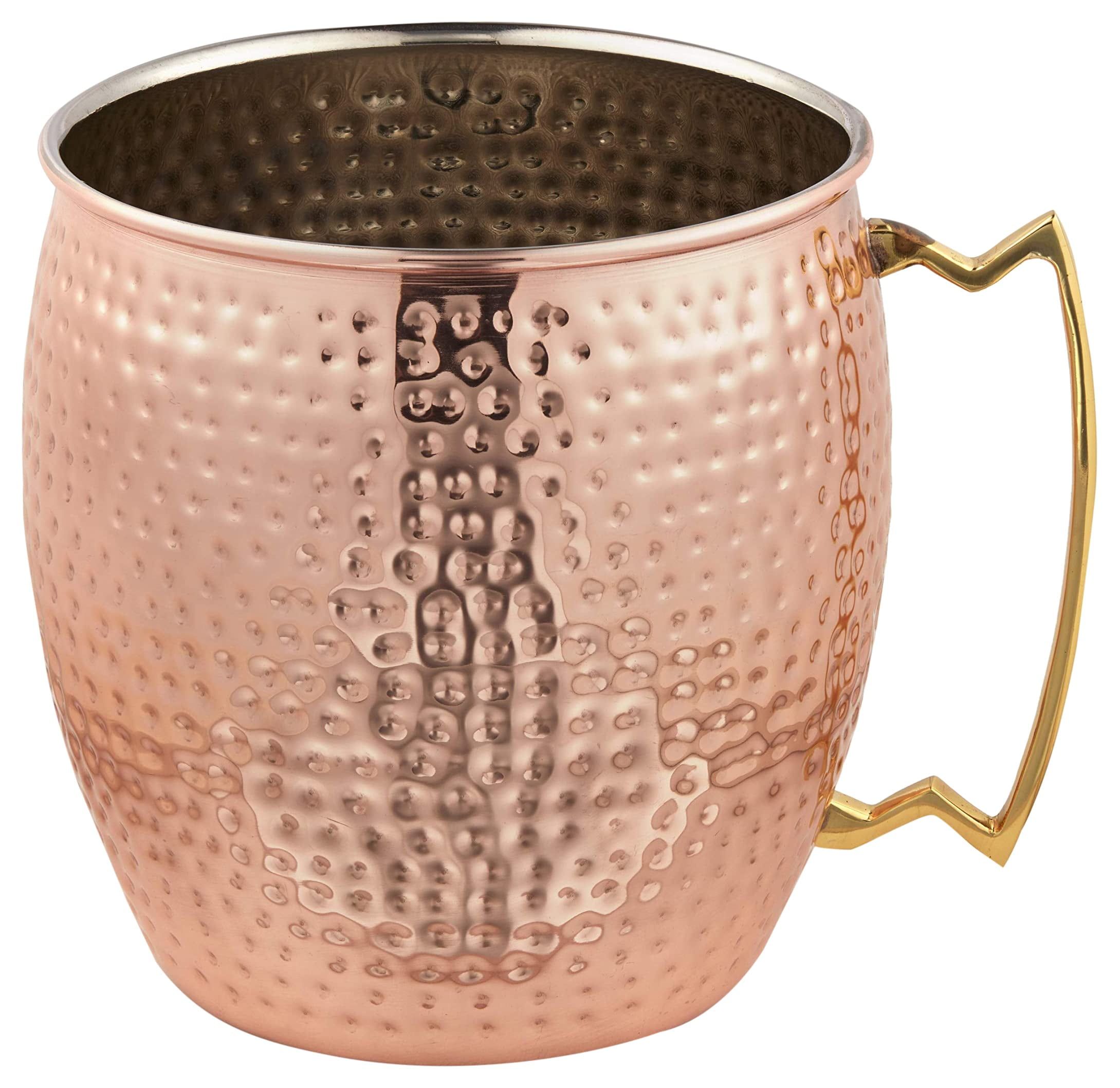 Jumbo Hammered Copper Moscow Mule Mug with Gold Handle