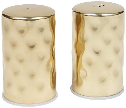 Gold Hammered Metal Salt and Pepper Shaker Set, 2-Ounce