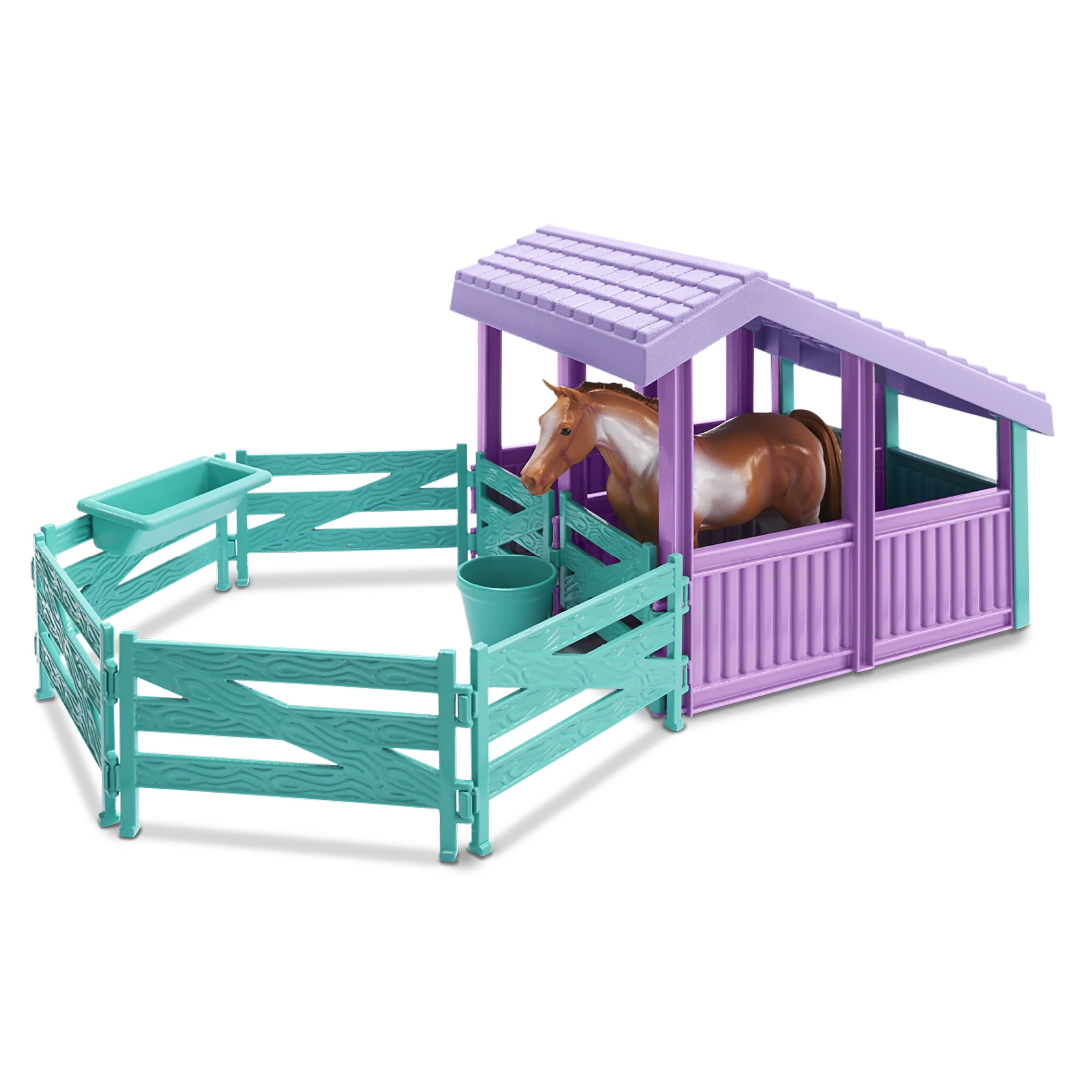 Medium Purple and Teal Plastic Horse Stable Playset