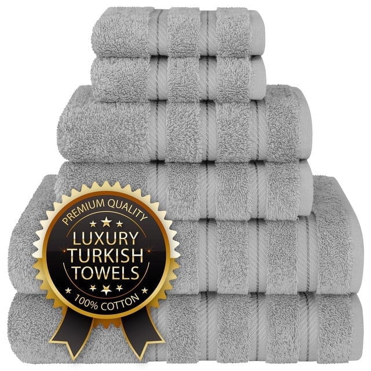 Luxury Light Grey Turkish Cotton 6-Piece Towel Set