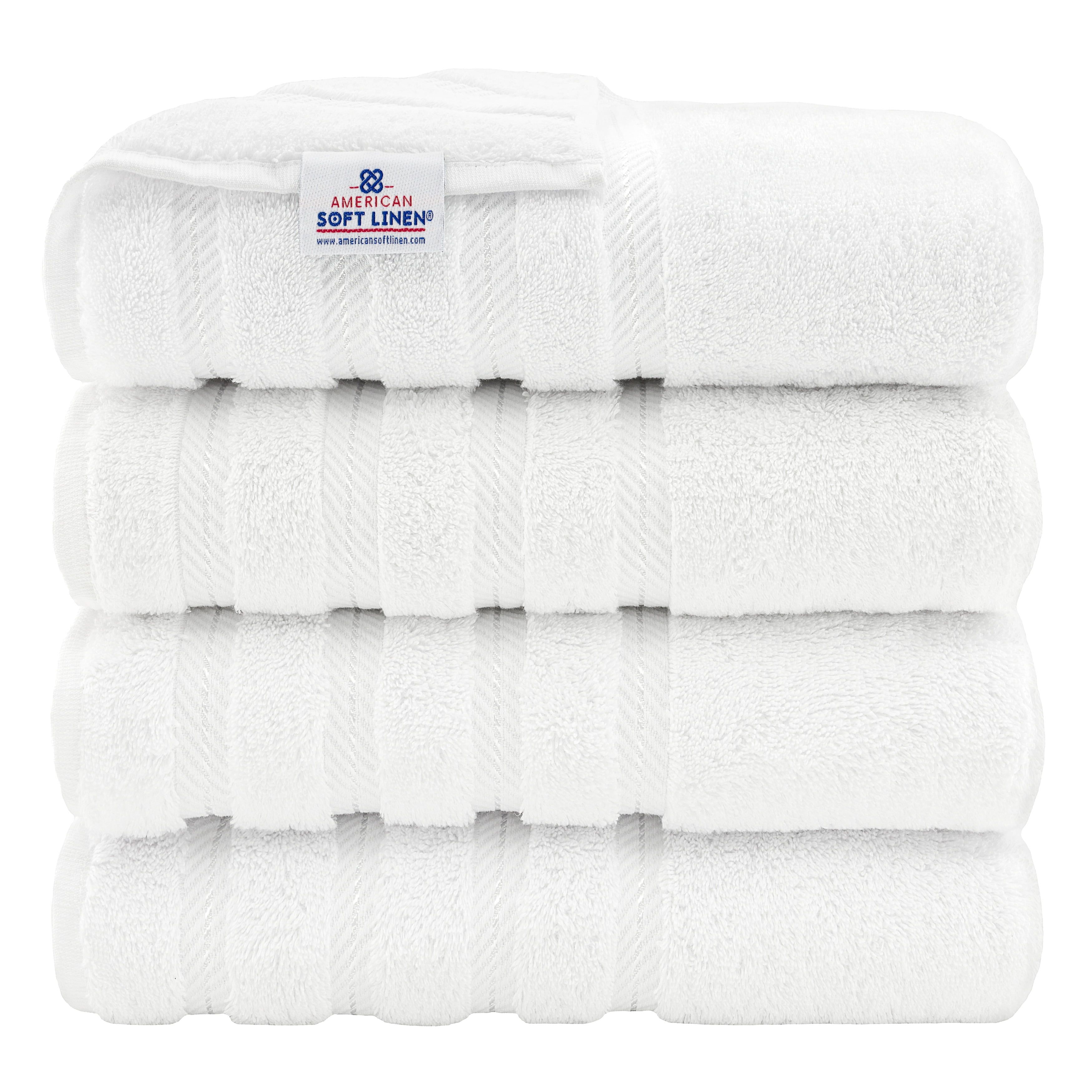 Luxury White Turkish Cotton 4-Piece Bath Towel Set