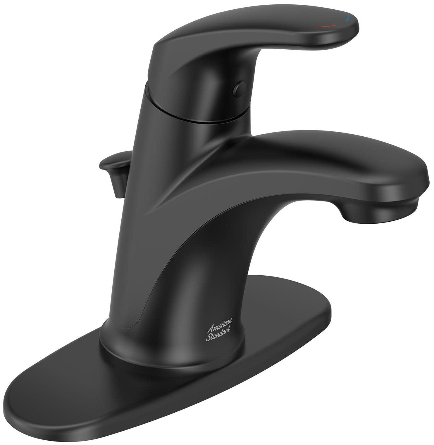 Matte Black Single-Handle Bathroom Faucet with Lever Handle