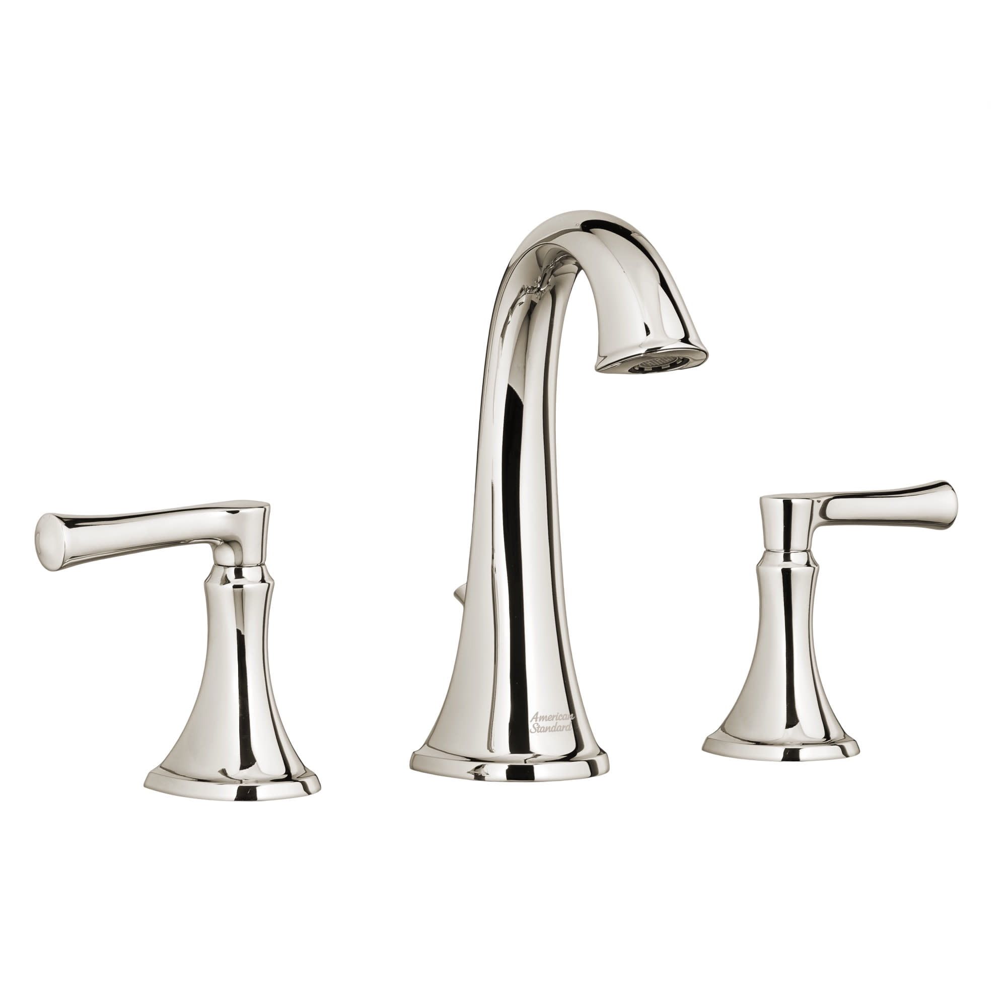 Polished Nickel Widespread Bathroom Faucet with Metal Lever Handles