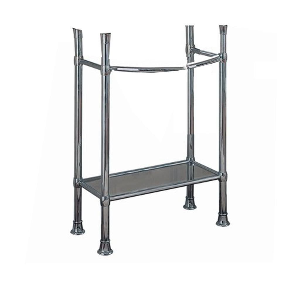 Polished Chrome Console Table Legs with Glass Shelf