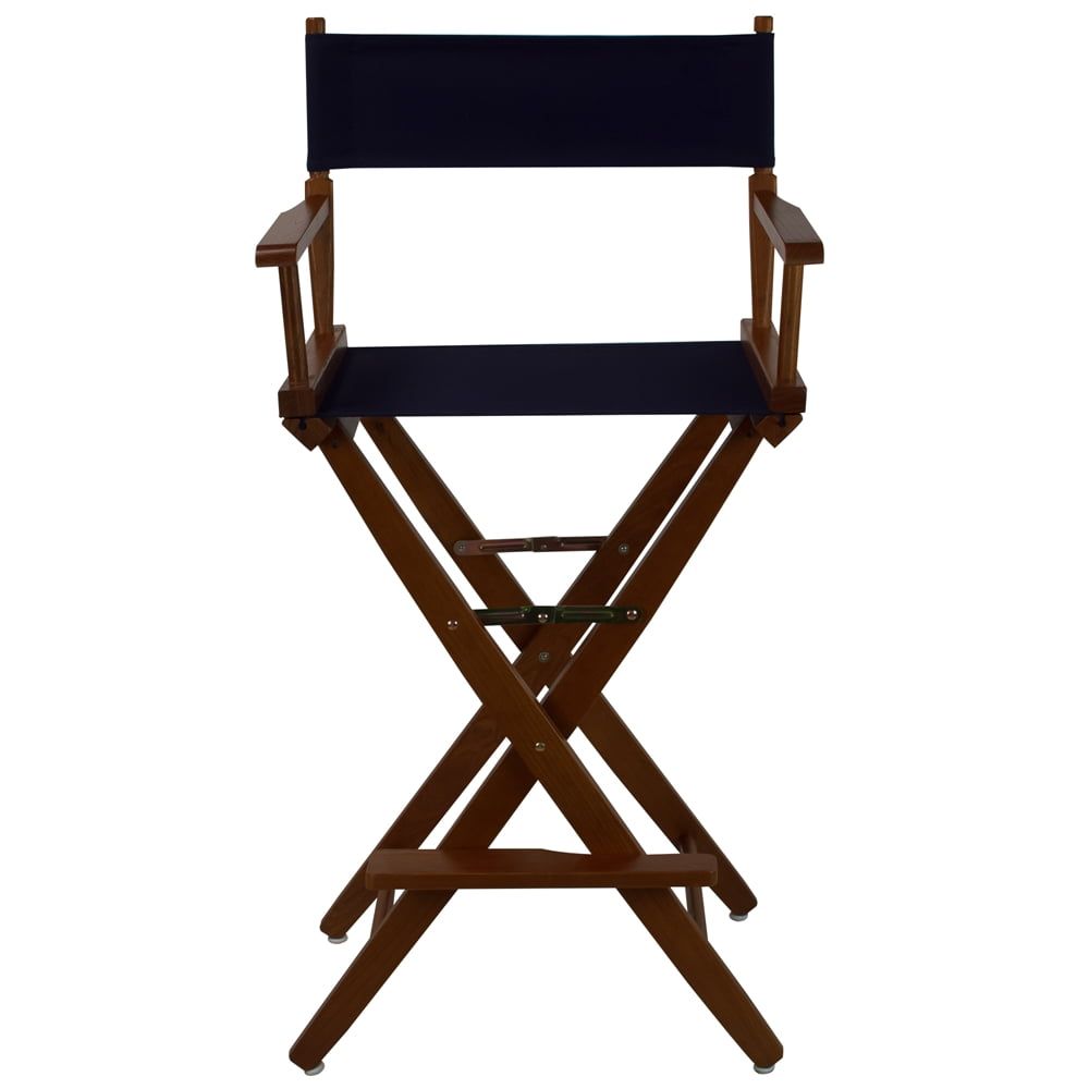 Mission Oak American Hardwood 30" Directors Chair with Navy Seat