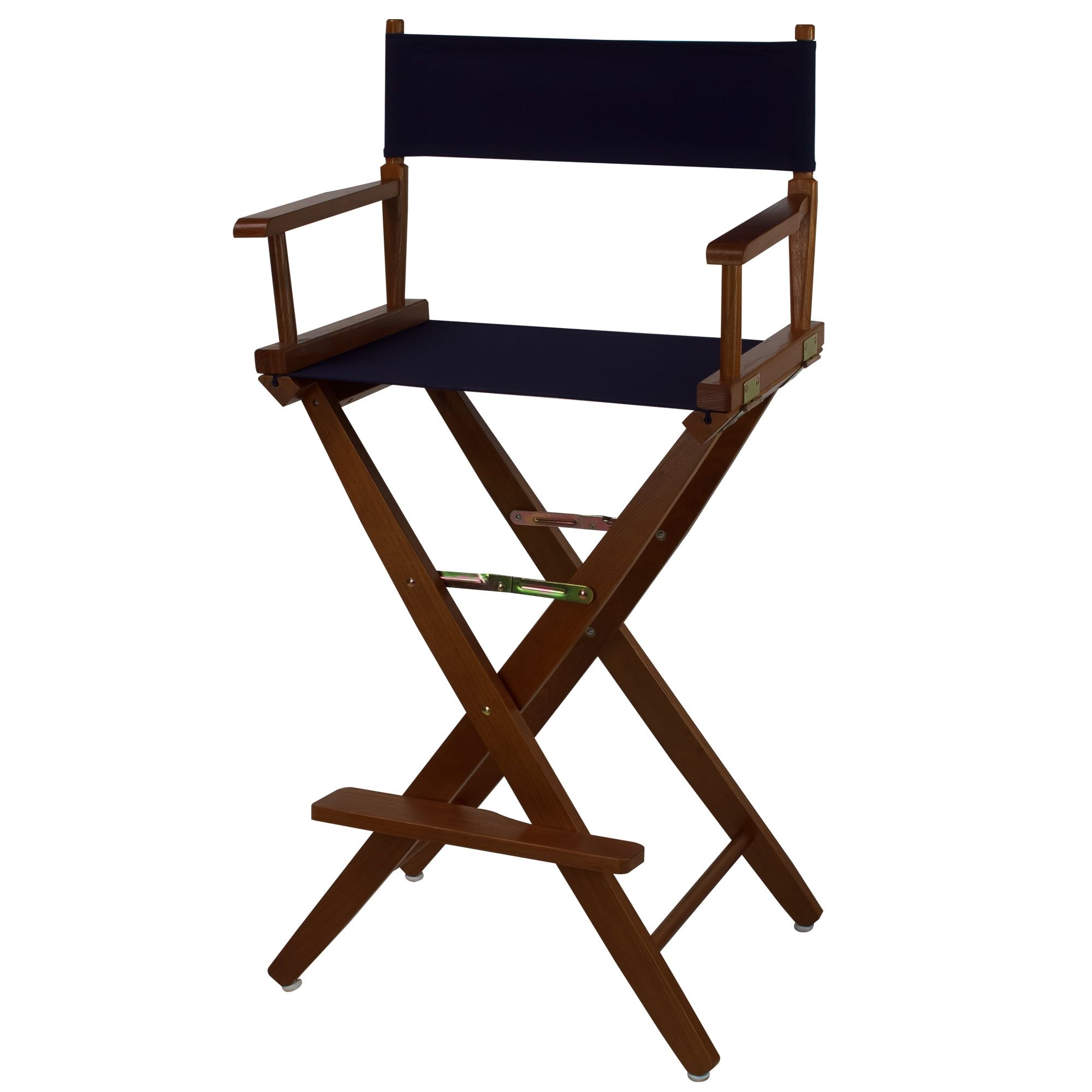 Mission Oak American Hardwood 30" Directors Chair with Navy Seat