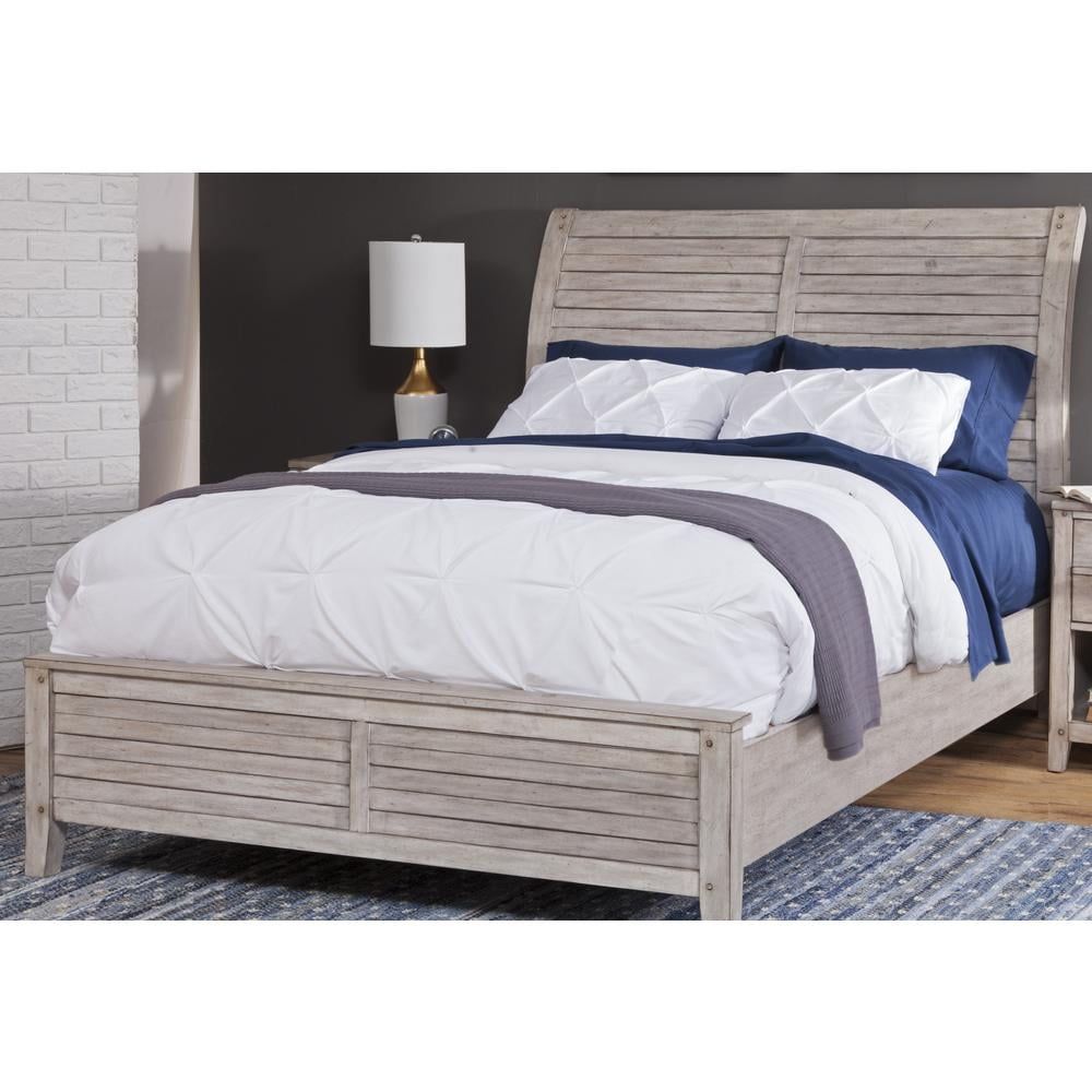 Aurora Gray Wood King Sleigh Bed with Headboard