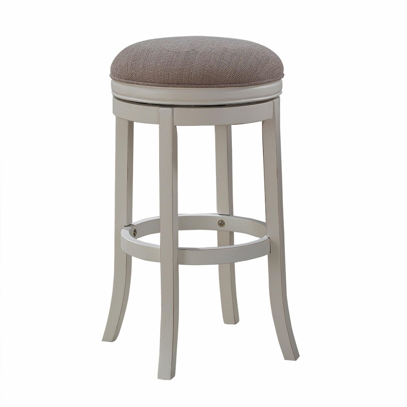 Transitional 26'' Swivel Backless Counter Stool in Antique White and Light Brown