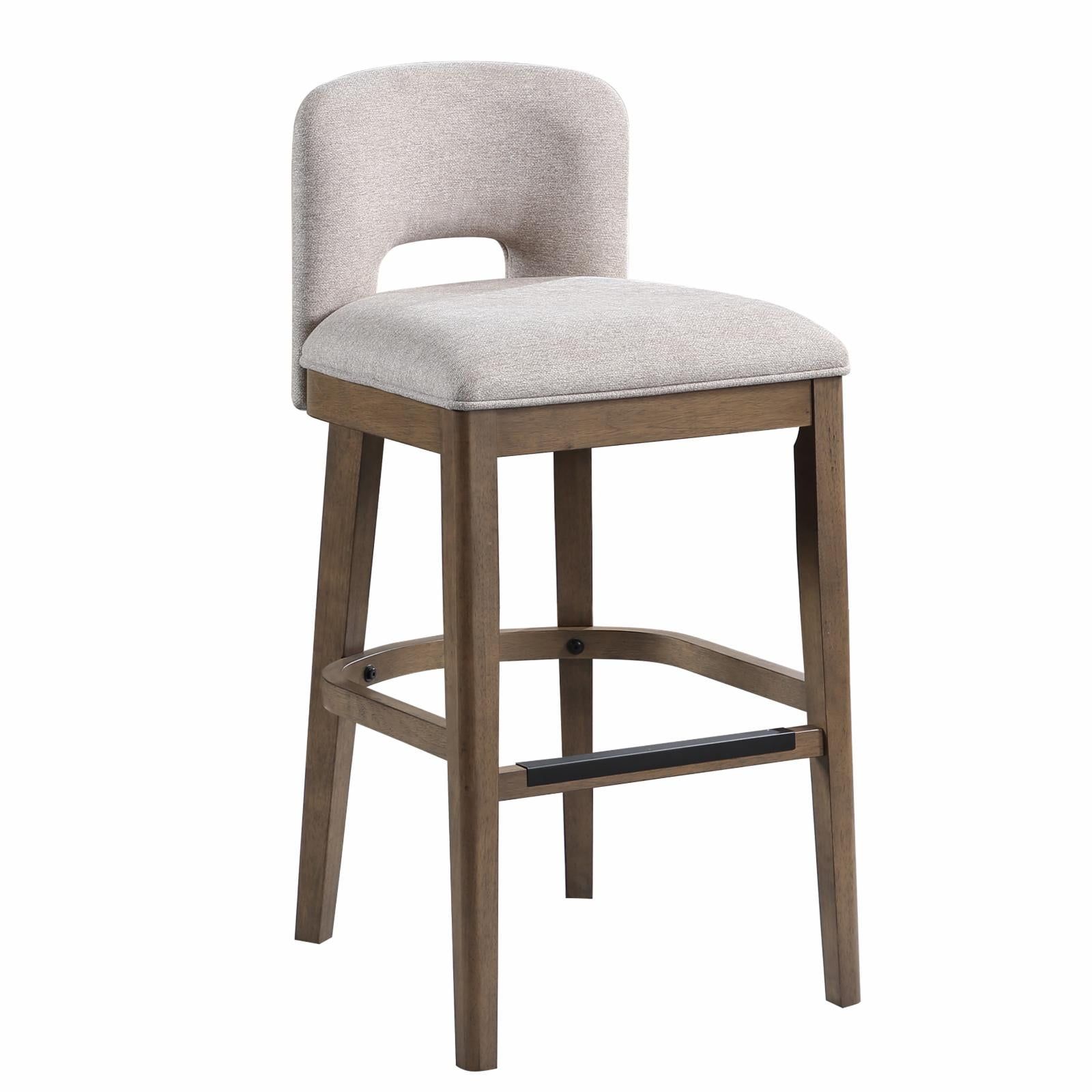 Chestnut Brown and White Upholstered Wood Bar Stool