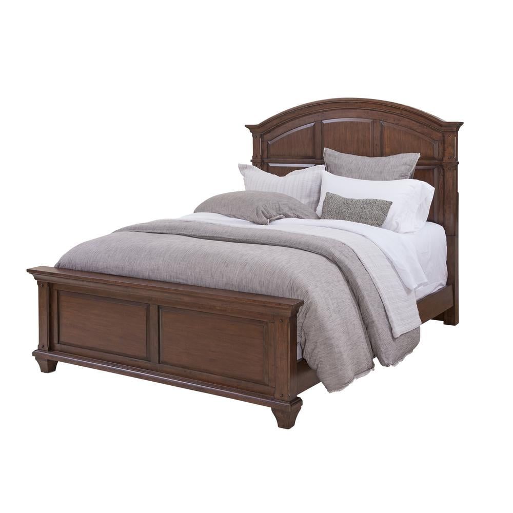 Cinnamon Cherry King Panel Bed with Arched Headboard and Bun Feet