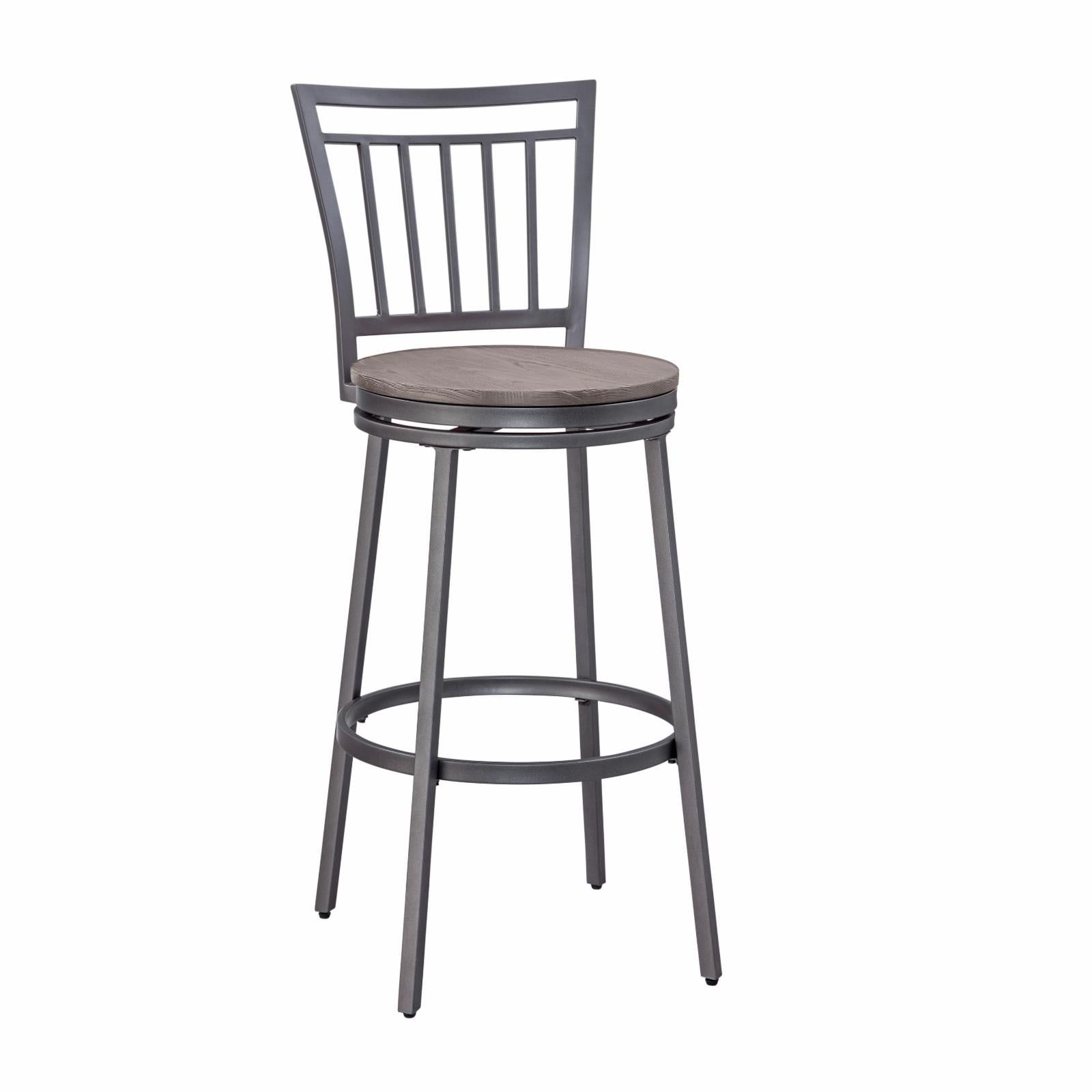 Talia Industrial Slate Gray Swivel Counter Stool with Hardwood Seat