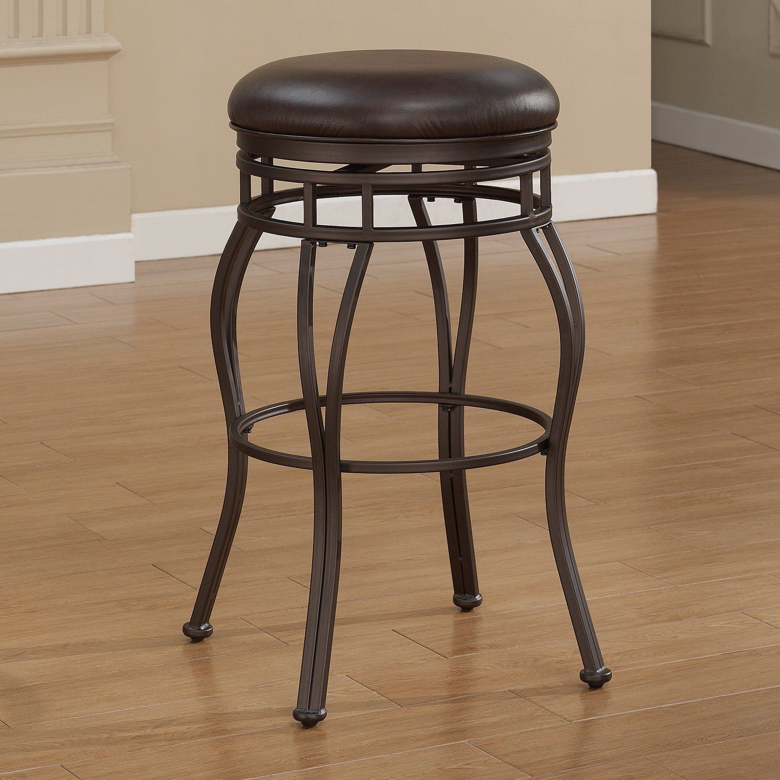 Gray Adjustable Swivel Saddle Style Wood and Metal Bar Stool