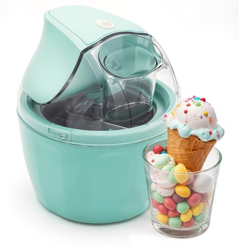 Mint Green 1.5-Quart Electric Ice Cream Maker with Quick Freeze Bowl