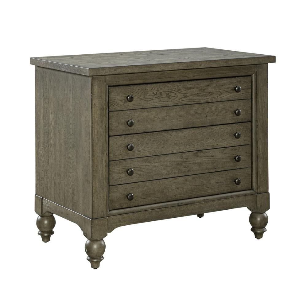 Traditional Brown 2-Drawer Lateral File Cabinet with Antique Brass Knobs